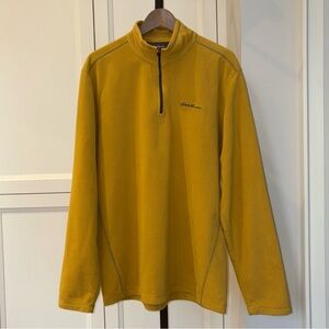 Eddie Bauer Quarter-Zip Fleece Pullover Men's Tall Large TL Mustard Yellow Gorp